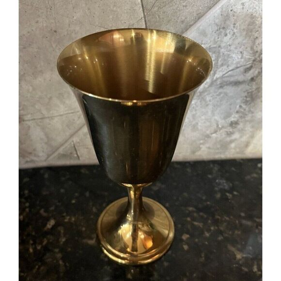 Gorham Giftware Vintage Gold Tone Stemmed Goblet L433 - Picture 2 of 6